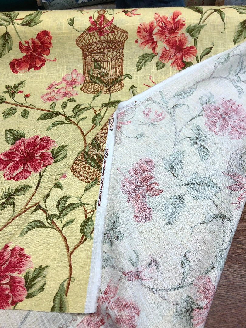 Kauai Bird Cage Gold Linen Rayon Fabric - Bird Cage Pattern, Gold, 54" Width (1 Yard)