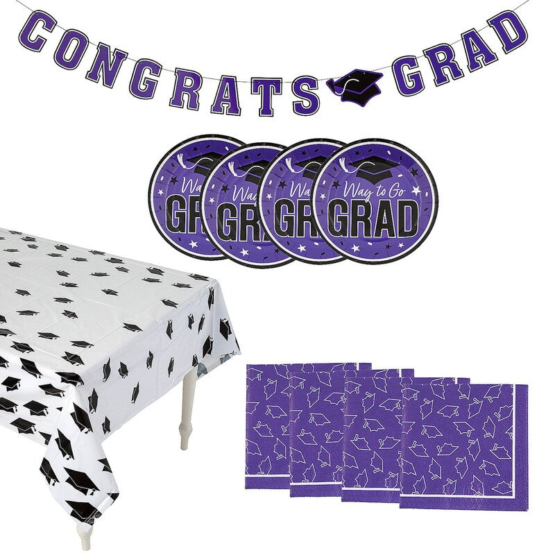 102-Piece Graduation Party Solid Color Dessert Disposable Tableware Kit for 50 Guests