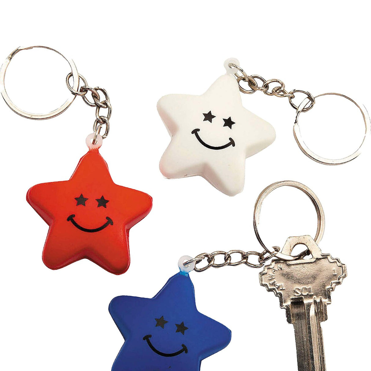 1 1/2" Mini Patriotic Star Foam Stress Toy Keychains 12 Pc.