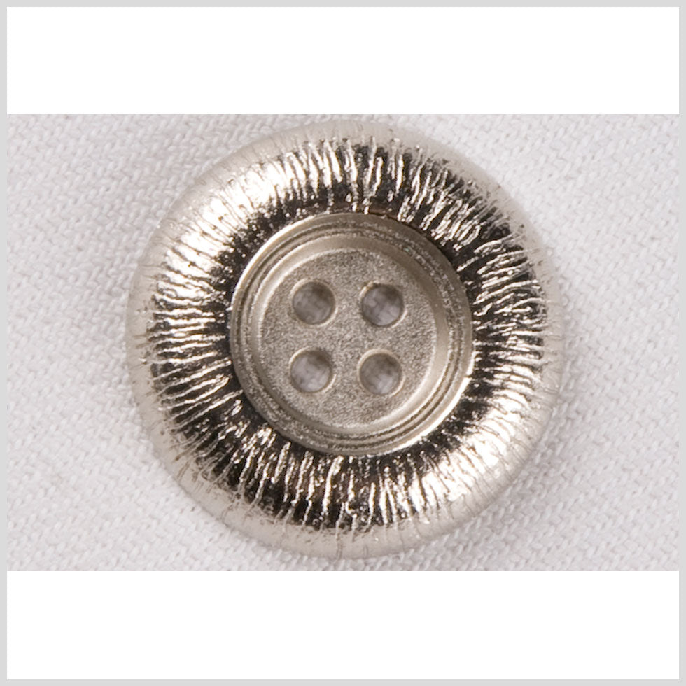 Silver Etched Gumdrop 4-Hole Metal Coat Button - 40L/25.5mm