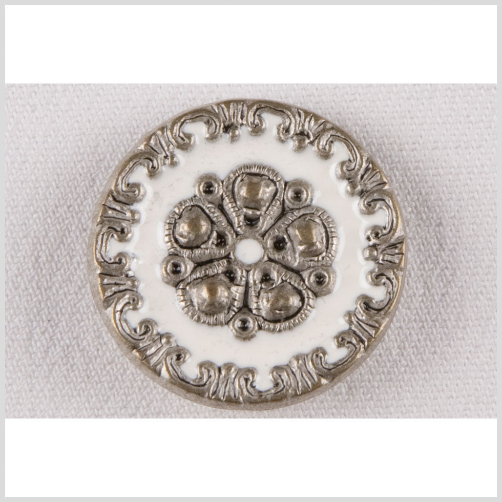 Silver/White Metal Coat Button - 48L/30.5mm