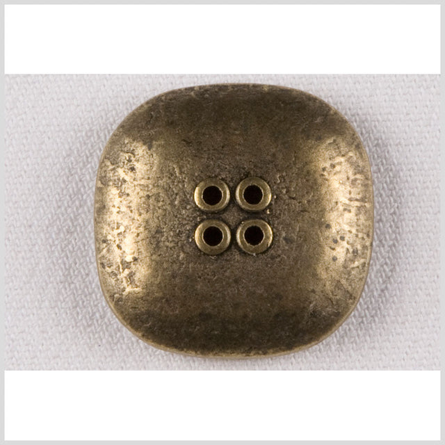 Rounded Square Metal 4-Hole Button - 44L/28mm - Brass Distressed Texture