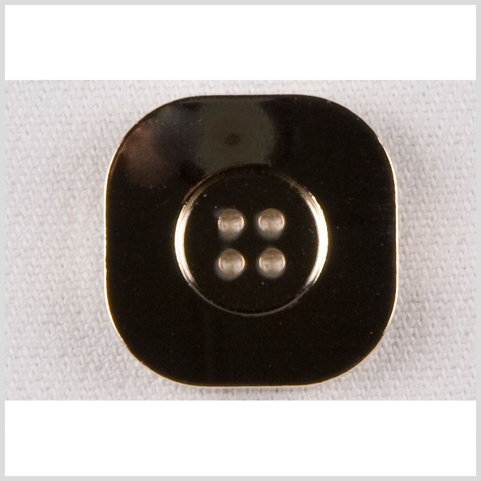 Rounded Square Metal 4-Hole Button - 36L/23mm - Dark Gold Flat