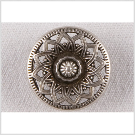 Silver Decorative Metal Flower Shank-Back Coat Button - 36L/23mm