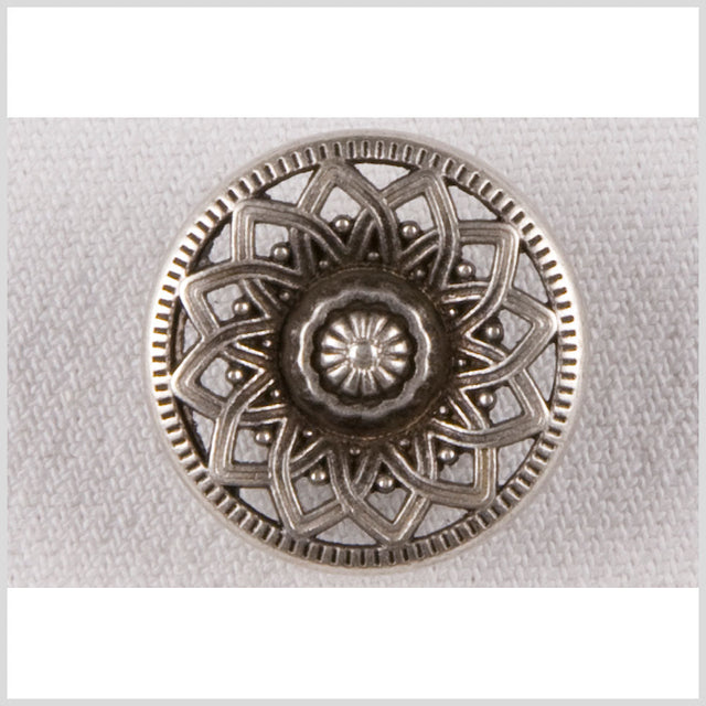 Silver Decorative Metal Flower Shank-Back Coat Button - 28L/18mm