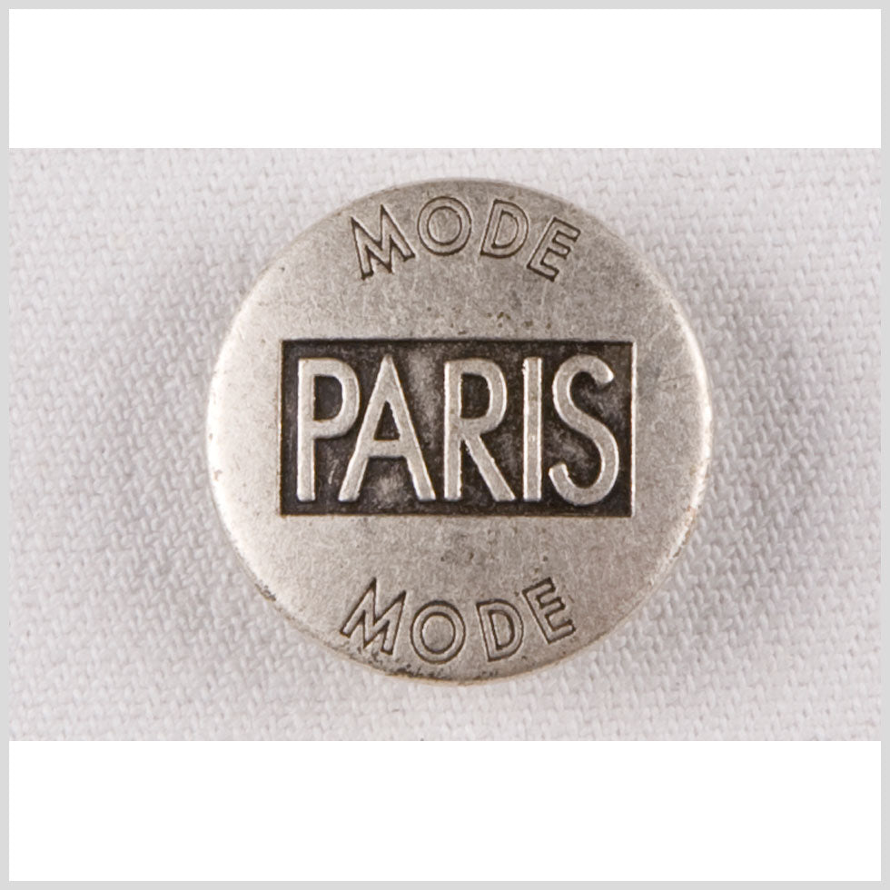 Silver Paris Mode Engraved Metal Shank-Back Coat Button - 36L/23mm
