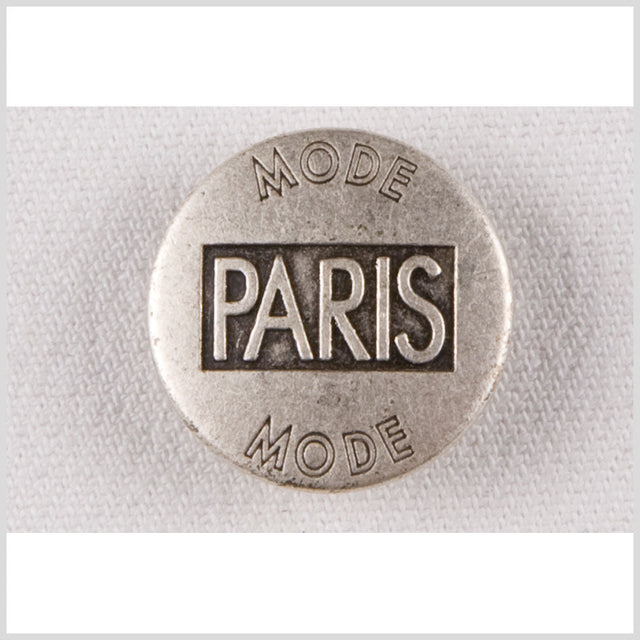 Silver Paris Mode Engraved Metal Shank-Back Coat Button - 36L/23mm