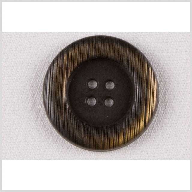 Metal 4-Hole Button - 28L/18mm - Brass Rolled Rim with Engraved Lines