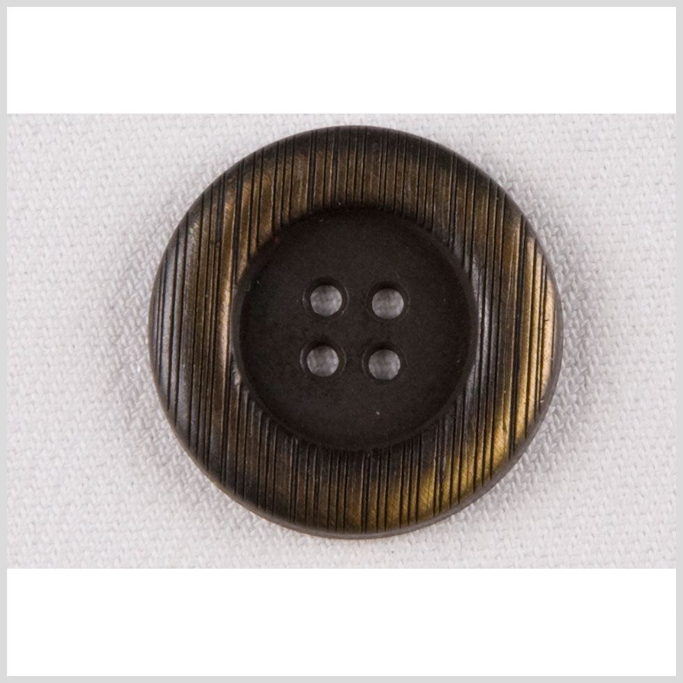 Metal 4-Hole Button - 36L/23mm - Brass Rolled Rim with Engraved Lines