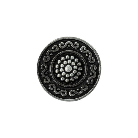 Metal Shank Back Button - 32L/20mm - Gunmetal Nailshead and Curly Border