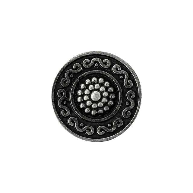 Metal Shank Back Button - 32L/20mm - Gunmetal Nailshead and Curly Border