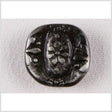 Square Metal Shank Back Button - 36L/23mm - Rustic Gunmetal Carved Flowers and Oval