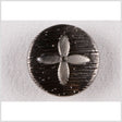 Metal Shank Back Button - 36L/23mm - Gunmetal Carved Lines and 4-Petal Flower