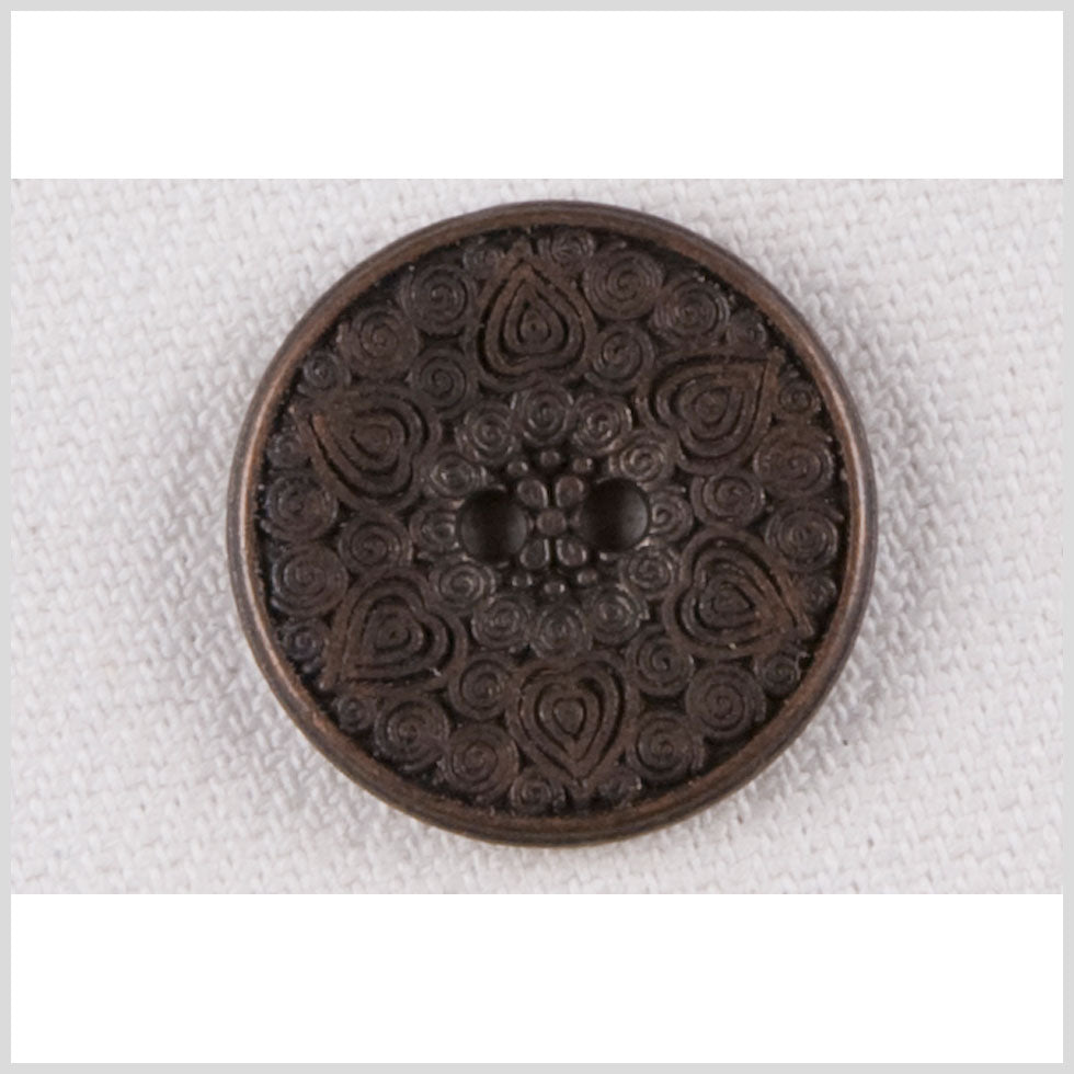 Decorative Brass 2-Hole Metal Button with Rounded Rim - 32L/20mm