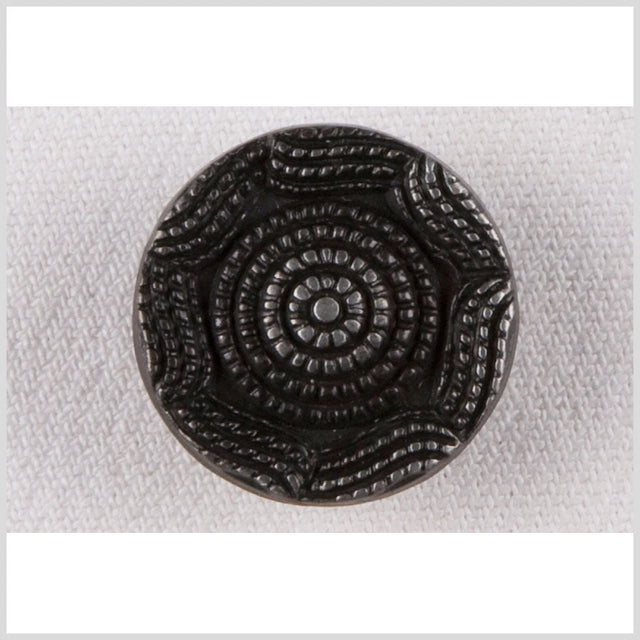 Metal Shank Back Button - 24L/15mm - Gunmetal Rope Rings and Waves