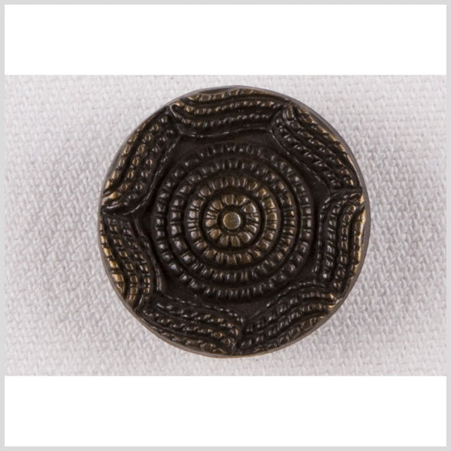 Metal Shank Back Button - 36L/23mm - Antique Brass Rope Rings and Waves