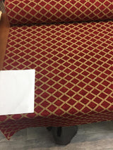 Cleopatra Chenille Upholstery Fabric - Diamond Ruby Red Gold Print, 56" Width (By The Yard)