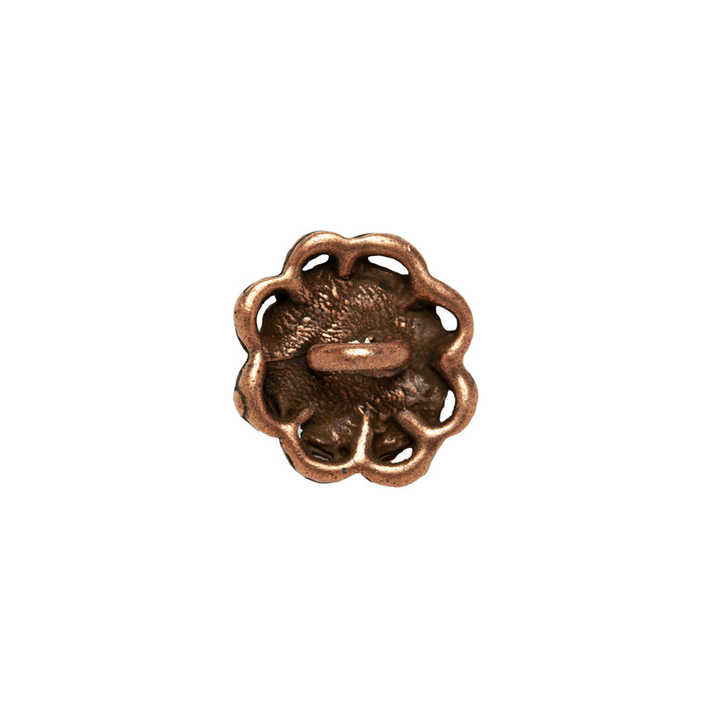 Copper/Orange Rhinestoned Metal Shank Back Button - 22L/14mm