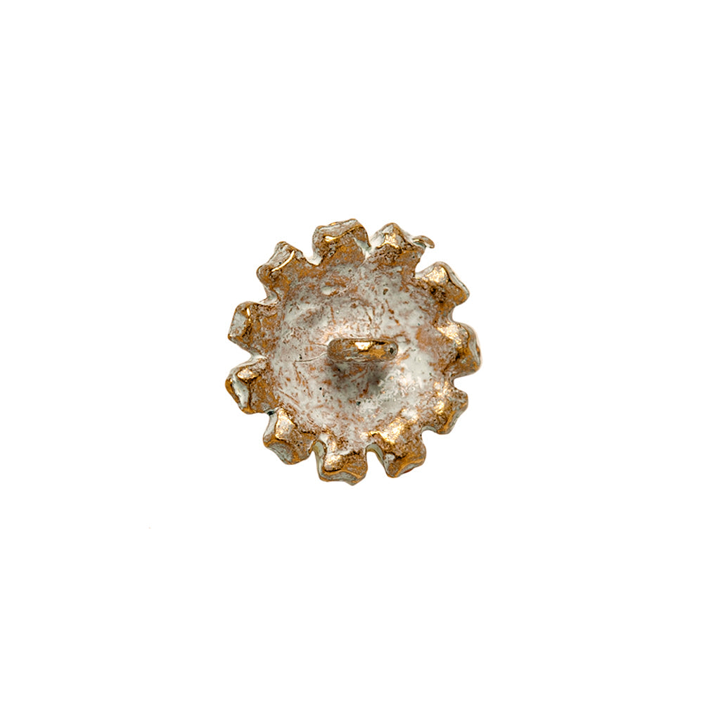 Gold/Peach Rhinestoned Metal Shank Back Button - 22L/14mm