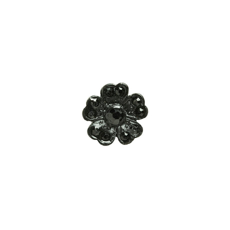 Black on Black Rhinestoned Metal Shank Back Button - 18L/11.5mm