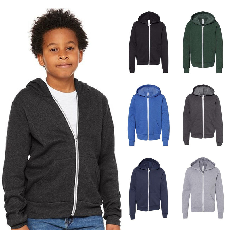 BELLA + CANVAS®Youth Sponge Fleece Full-Zip Hoodie Sweatshirt  - 3739Y