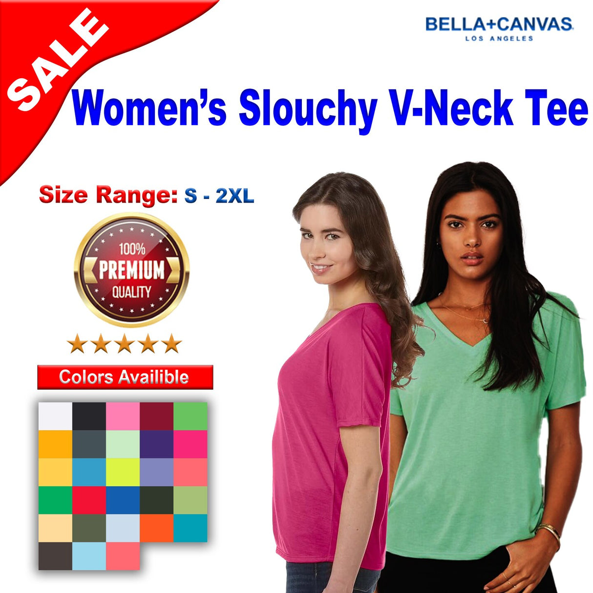 BELLA + CANVAS® Women’s Slouchy Short Sleeve V-Neck Tee