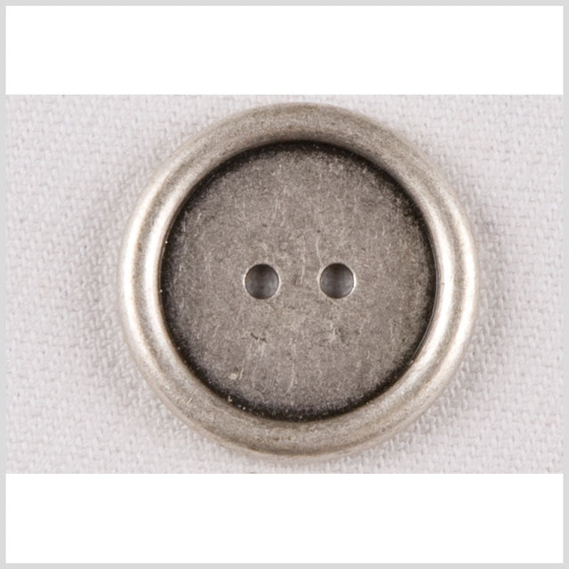 Silver 2-Hole Metal Coat Button with Rounded Rim - 36L/23mm