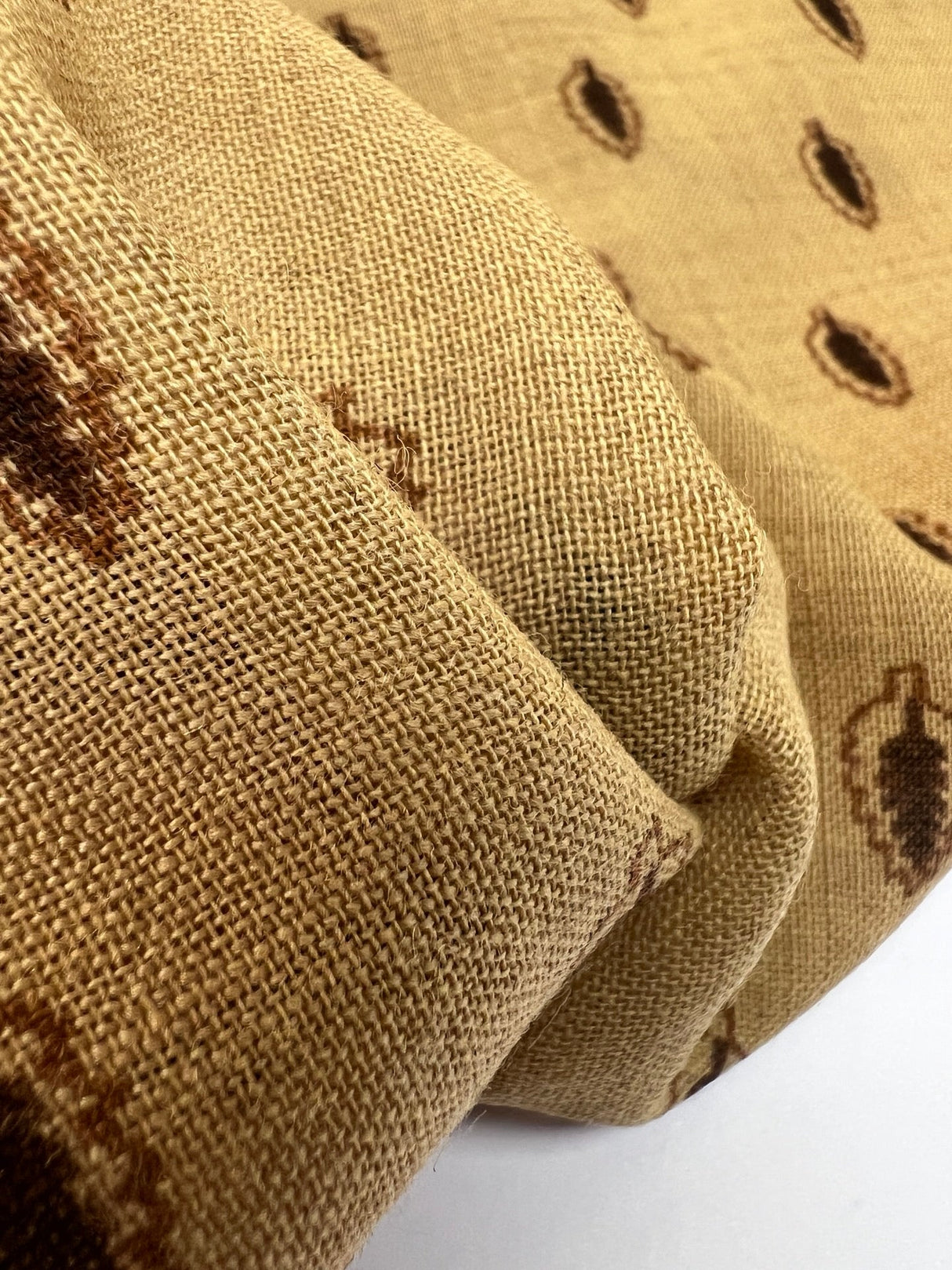 Wool Printed Beige Brown Fabric