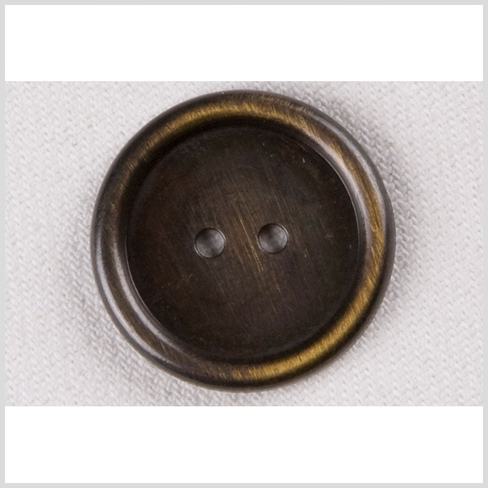 Metal 2-Hole Button - 40L/25.5mm - Antiqued Brass Rolled Rim