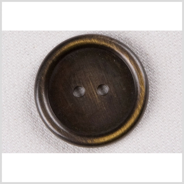 Metal 2-Hole Button - 40L/25.5mm - Antiqued Brass Rolled Rim