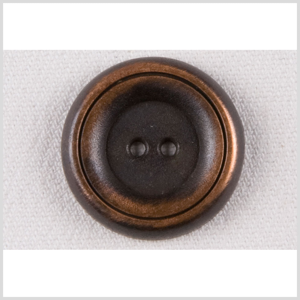 Metal 2-Hole Button - 40L/25.5mm - Copper Tire Rim with Groove