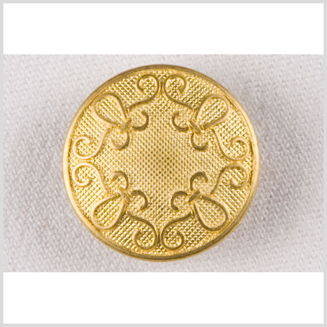 Metal Shank Back Button - 36L/23mm - Gold Textured Ground and Swirling Cords
