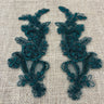 Beaded Corded Floral Lace Applique Pair