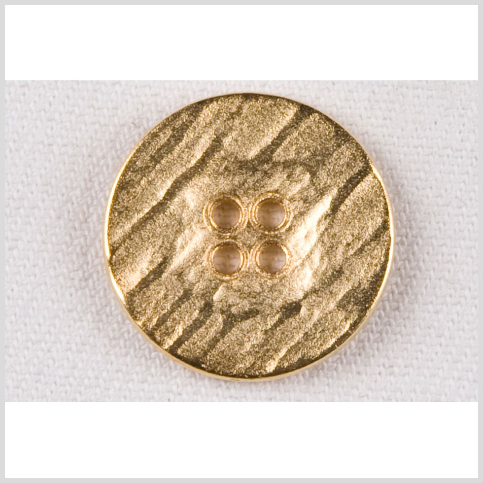 Metal 4-Hole Button - 36L/23mm - Gold Carved Texture