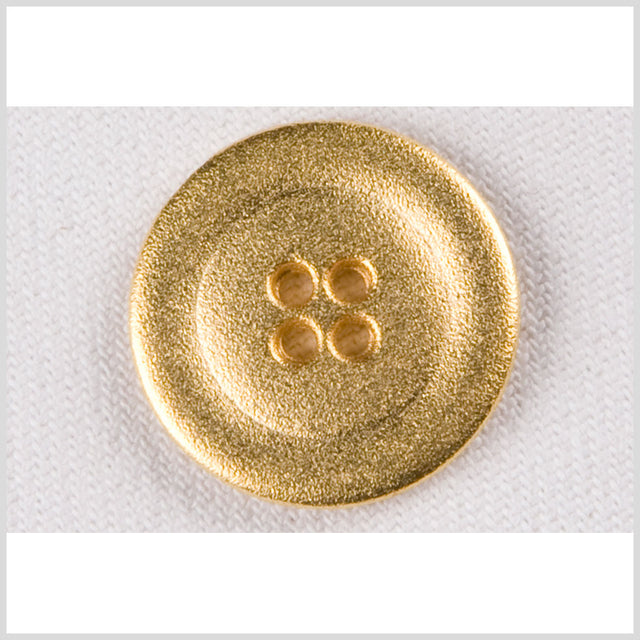 Metal 4-Hole Button - 36L/23mm - Bright Gold Grainy Textured Rolled Rim