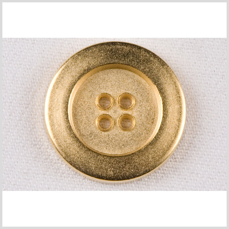 Metal 4-Hole Button - 44L/28mm - Gold Sand Textured with Raised Rim