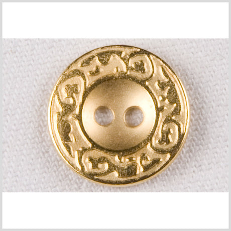 Metal 2-Hole Button - 28L/18mm - Gold Abstract Vines Embossed Rim