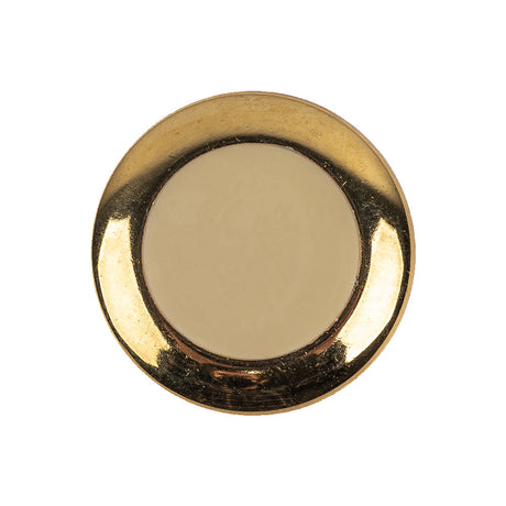 Metallic Gold and Ivory Plastic Shank Back Button - 40L/25.5mm