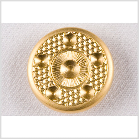 Metal Shank Back Button - 44L/28mm - Bright Gold Basketweave and Circles