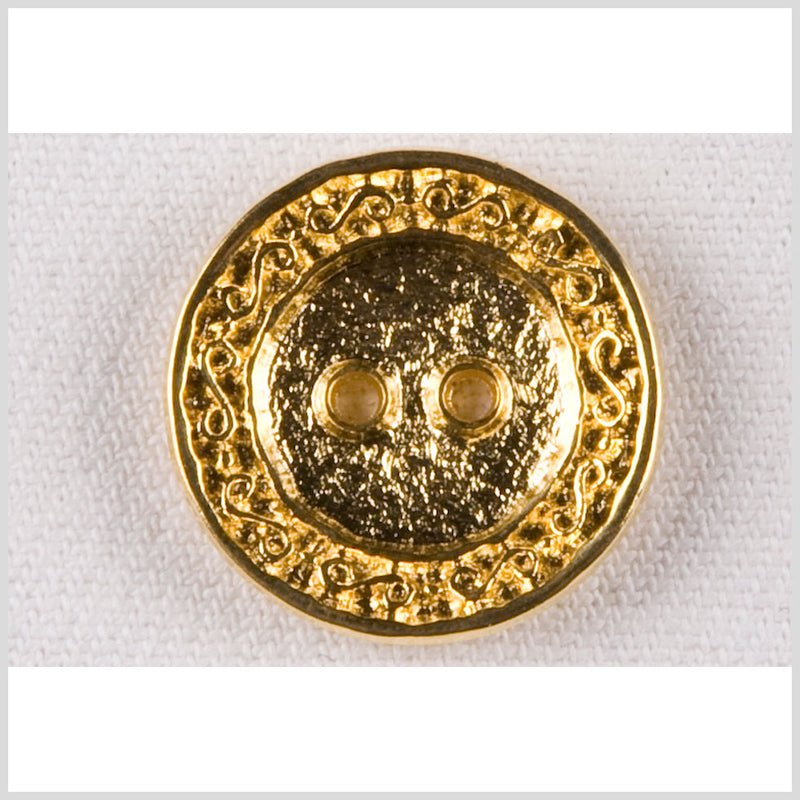 Metal 2-Hole Button - 36L/23mm - Gold Textured with Swirls Rim