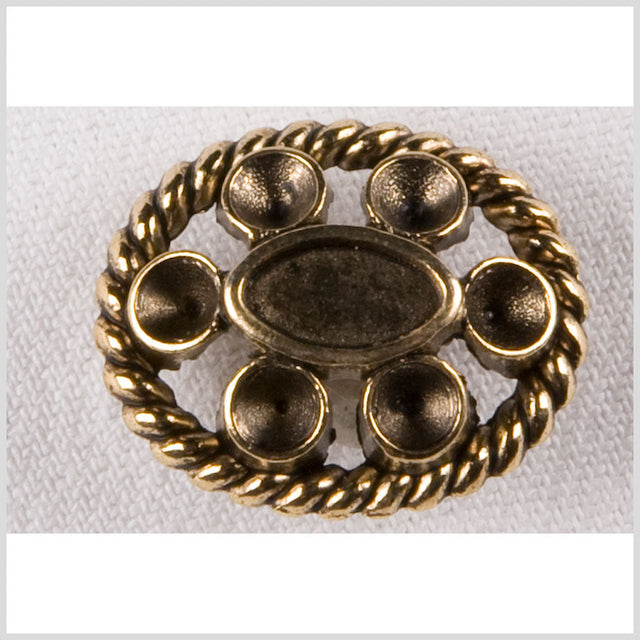 Oval Metal Shank Back Button - 40L/25.5mm - Gold Circles and Twisted Rope Open Framework