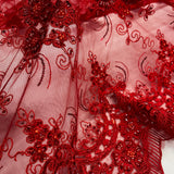 Beaded Corded Bridal Lace Black