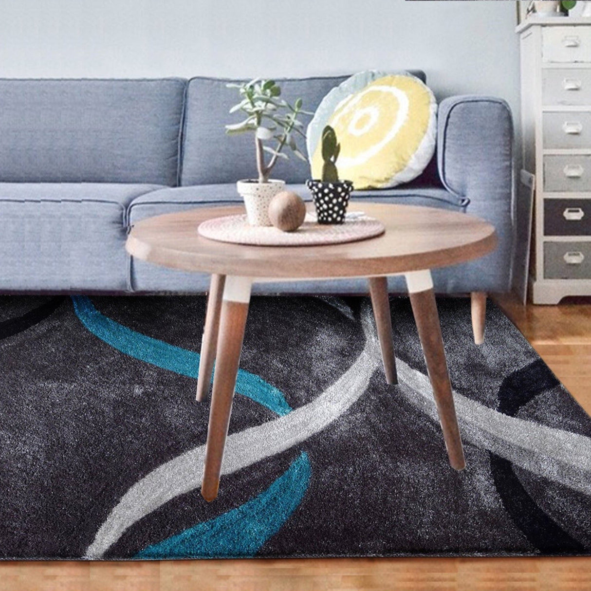Vibrant Soft Plush Cozy Wavy Shag Area Rug Carpet Polyester Fabric - Modern Wavy Shag, Gray/Mocha, 5' X 7' / 7'6" X 10'3" (1 Unit)