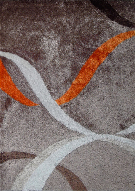 Vibrant Soft Plush Cozy Wavy Shag Area Rug Carpet Polyester Fabric - Modern Wavy Shag, Gray/Mocha, 5' X 7' / 7'6" X 10'3" (1 Unit)