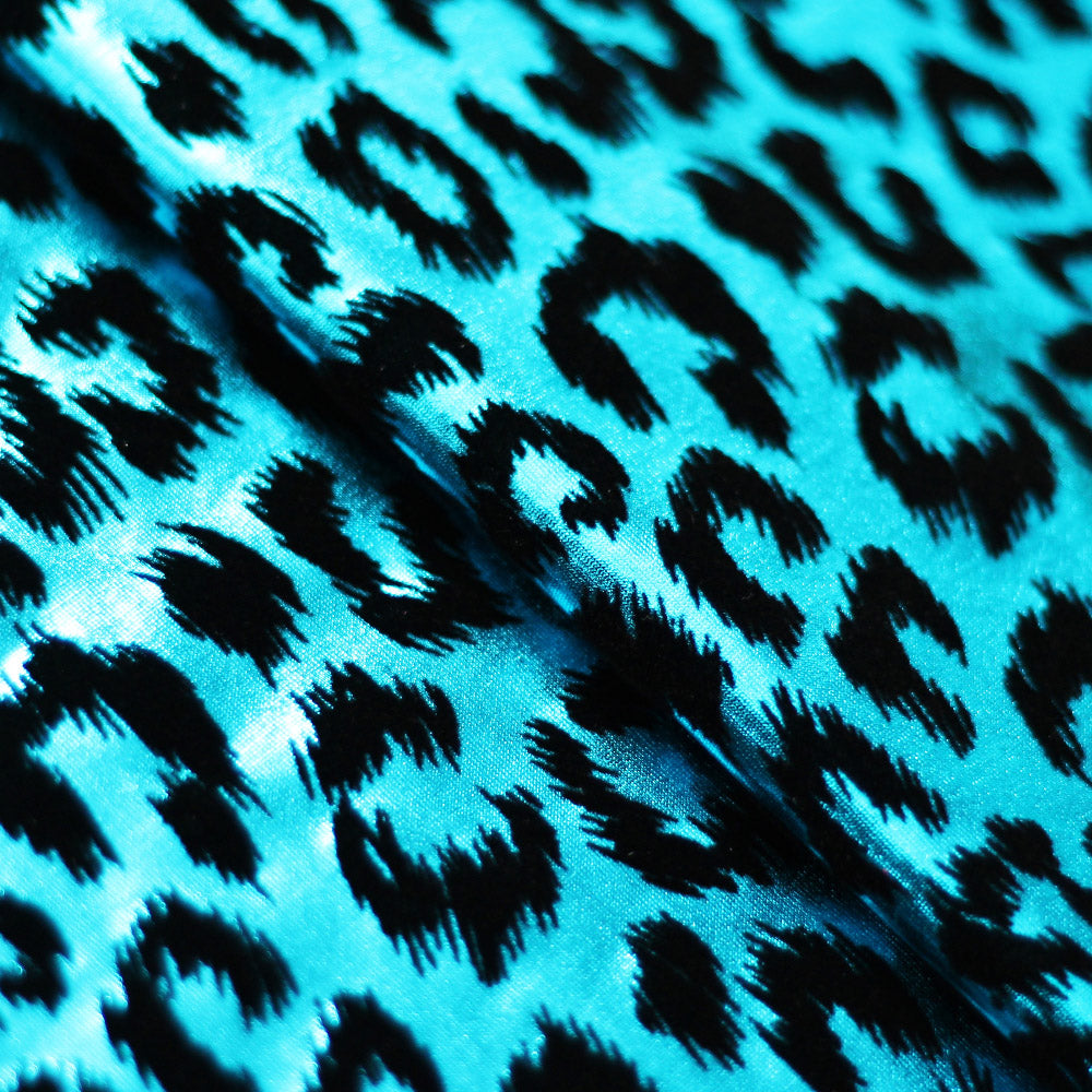 Sassy Cat Polyester Spandex Fabric - Leopard Hologram, Red/Black, Silver/Black, Gold/Black, Turquoise/Black, 58/60" Width (1 Yard)