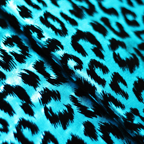 Sassy Cat Polyester Spandex Fabric - Leopard Hologram, Red/Black, Silver/Black, Gold/Black, Turquoise/Black, 58/60" Width (1 Yard)