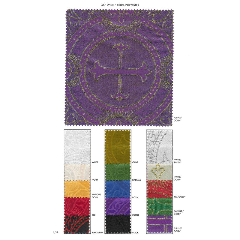 Ecclesiastical Brocade 100 Percent Polyester Fabric - Religious Symbol Pattern, 58/60" Width (1 Yard)
