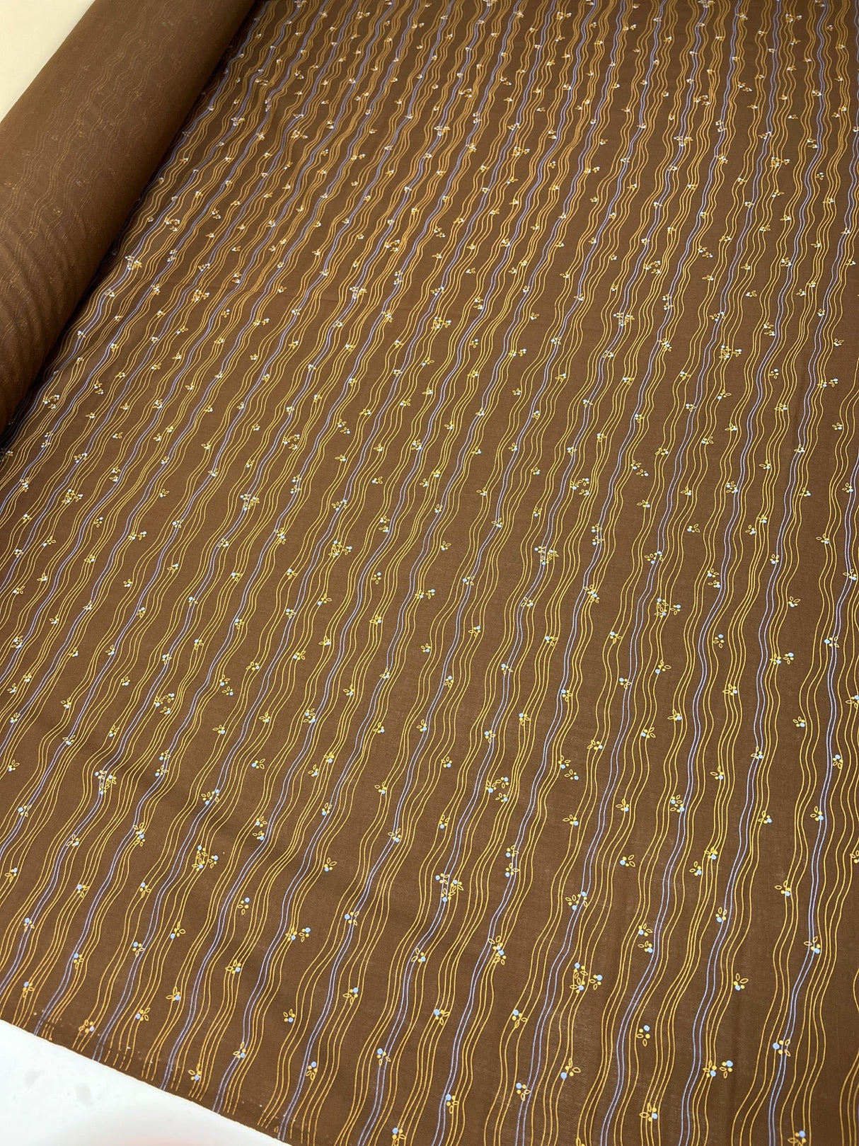Italian Brown Striped Wool Fabric