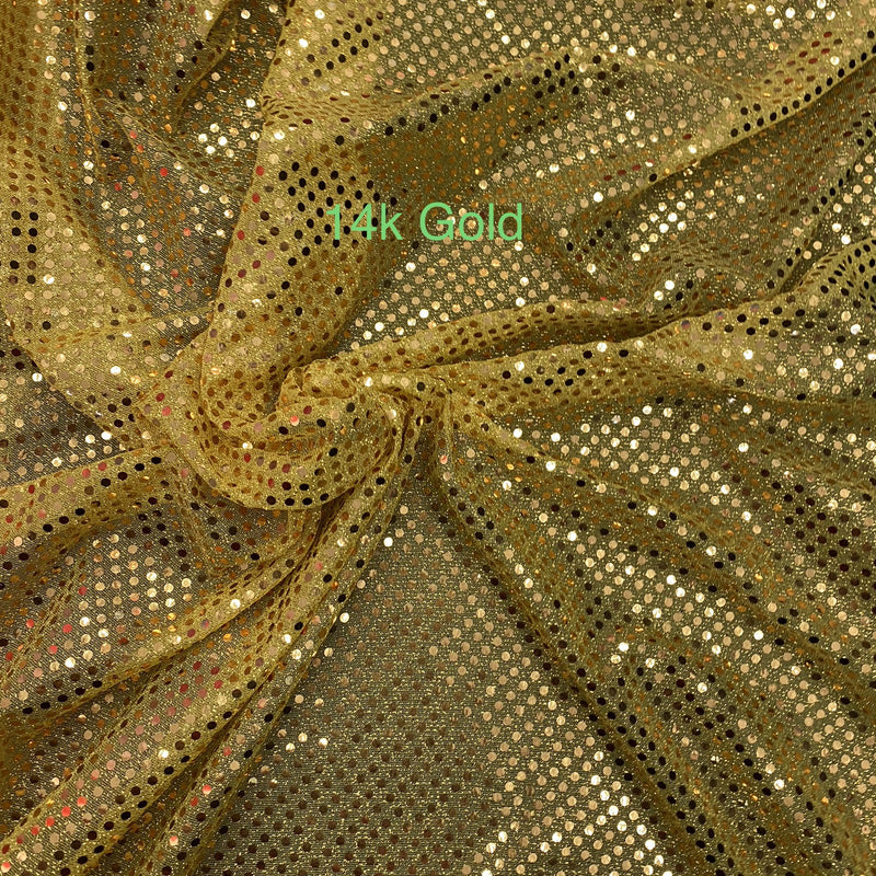 14K Gold Small Confetti Sequin Polyester Fabric - Gold Confetti Dots, 42" Width (1 Yard)
