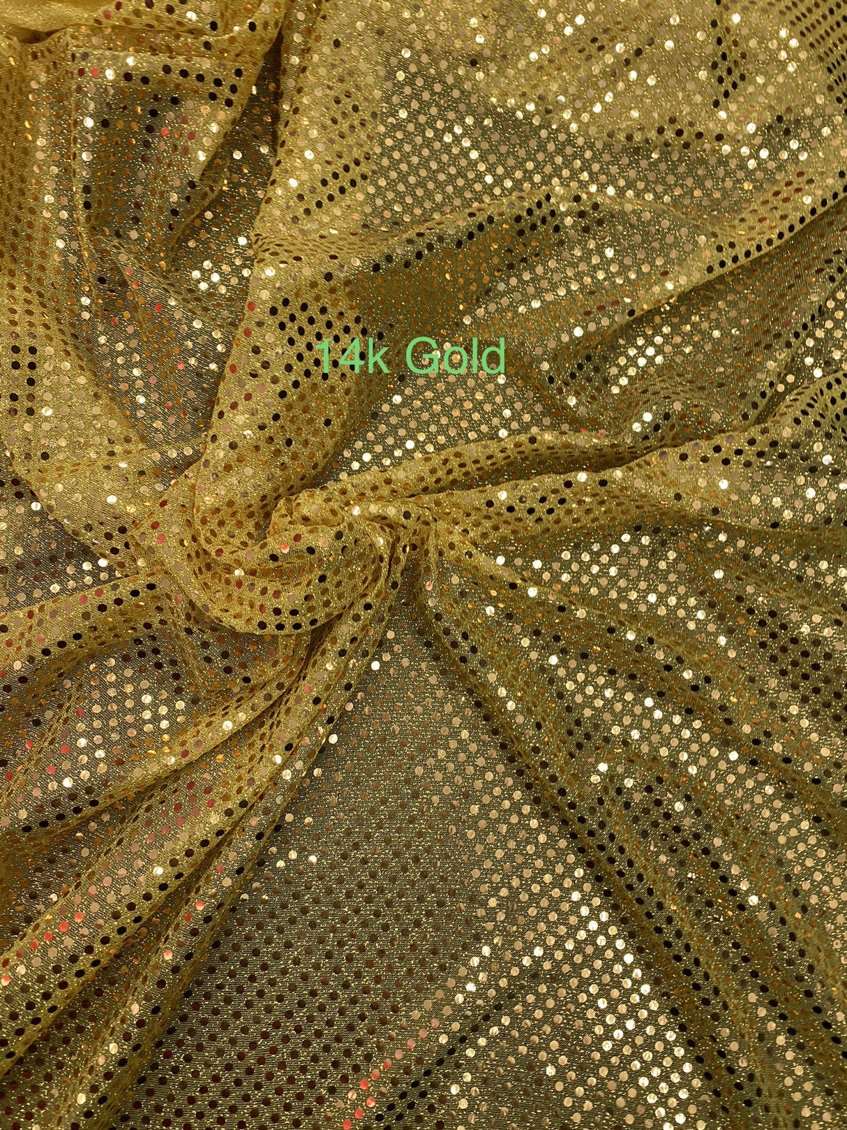 14K Gold Small Confetti Sequin Polyester Fabric - Gold Confetti Dots, 42" Width (1 Yard)